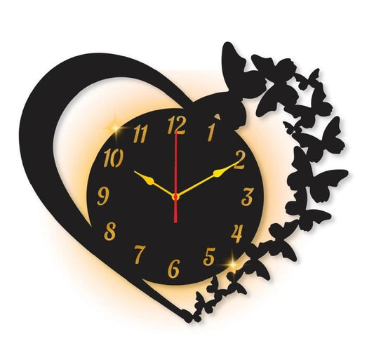 New Heart Shaped Design Laminated Wall Clock With Backlight