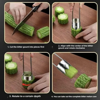Fruit and Vegetable Corer Tool, Red Bell Pepper Seed Corer, Stainless Steel Fruit Corer