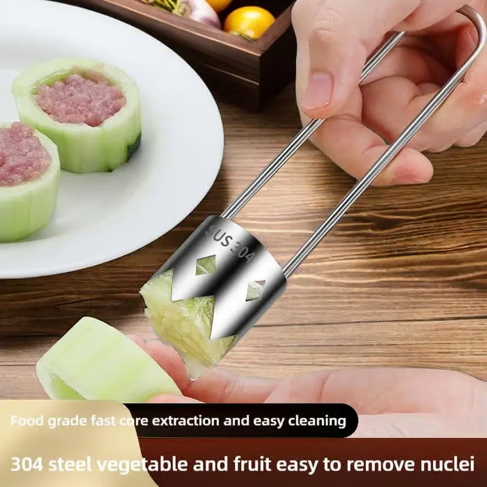 Fruit and Vegetable Corer Tool, Red Bell Pepper Seed Corer, Stainless Steel Fruit Corer