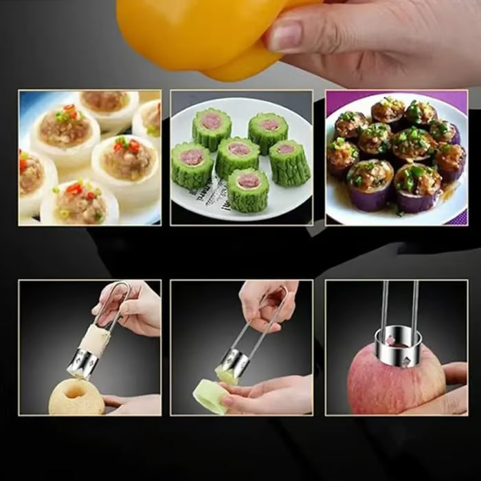 Fruit and Vegetable Corer Tool, Red Bell Pepper Seed Corer, Stainless Steel Fruit Corer