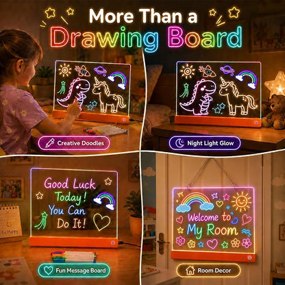 Magic LED Drawing Board / Dry Erase Glow Note Doodle Pad - Pens, Adapter &amp; Accessories / Gifts 2026 for Kids, Girls, LOVER SMS, Boys &amp; Teens