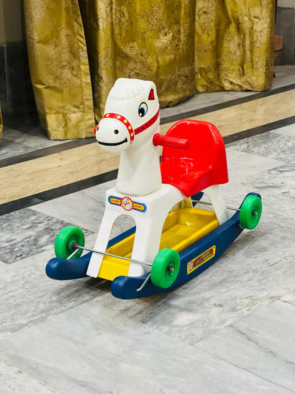 2-in-1 rocking &amp; riding pony horse toy.