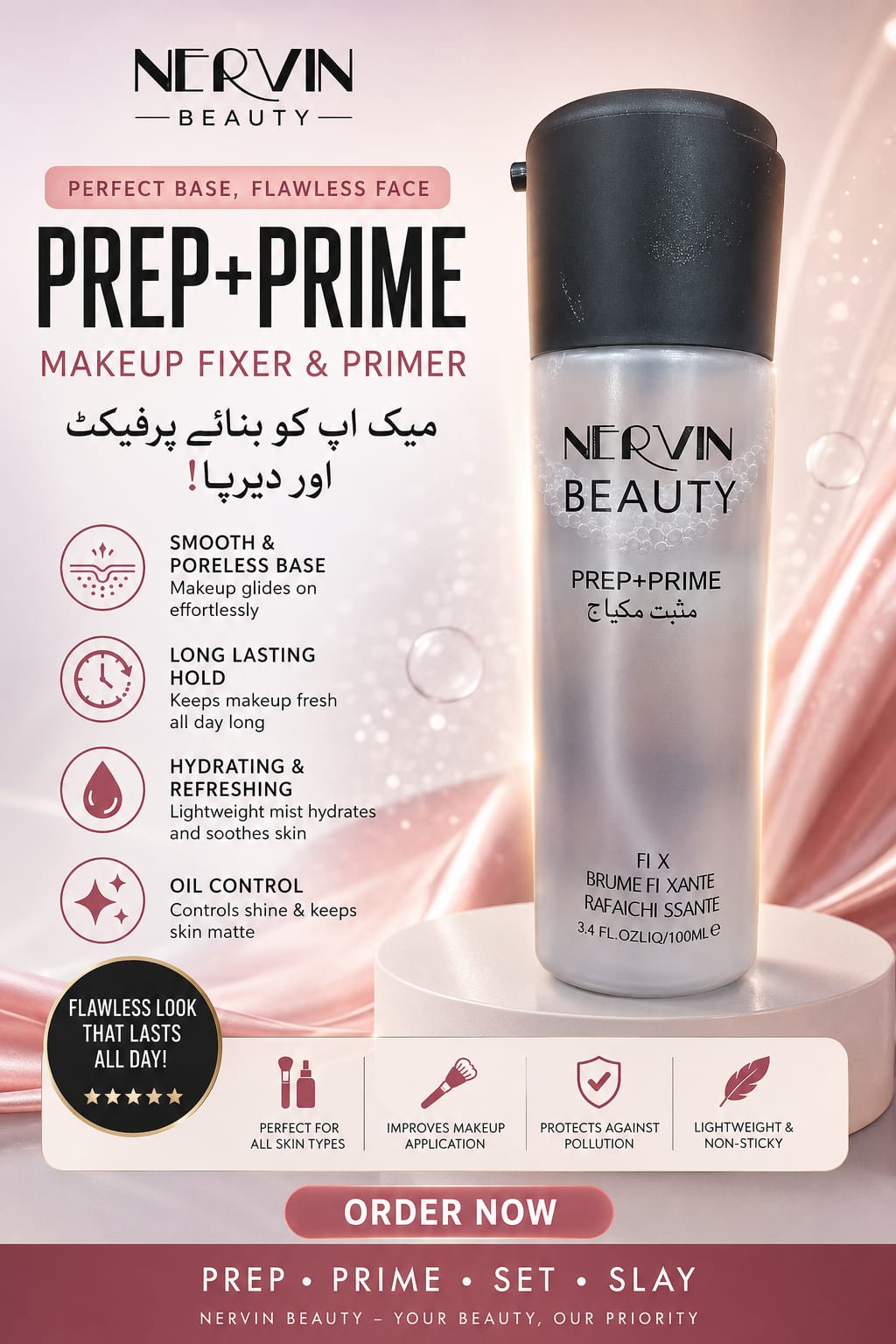 NERVIN BEAUTY PREP+PRIME MAKEUP FIXER  100ML