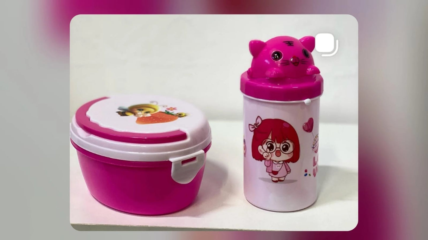 Hot and Cool Water Bottle with Lunch Box - School Lunch Box and Water Bottle Combo for Kids