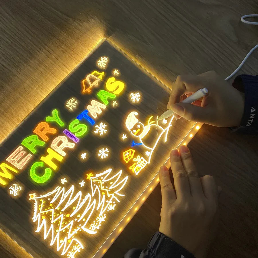 Magic LED Drawing Board / Dry Erase Glow Note Doodle Pad - Pens, Adapter &amp; Accessories / Gifts 2026 for Kids, Girls, LOVER SMS, Boys &amp; Teens