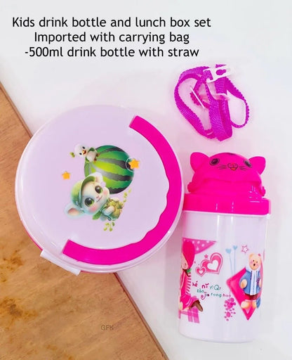 Hot and Cool Water Bottle with Lunch Box - School Lunch Box and Water Bottle Combo for Kids
