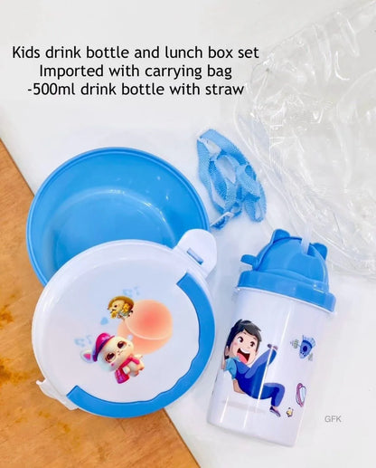 Hot and Cool Water Bottle with Lunch Box - School Lunch Box and Water Bottle Combo for Kids